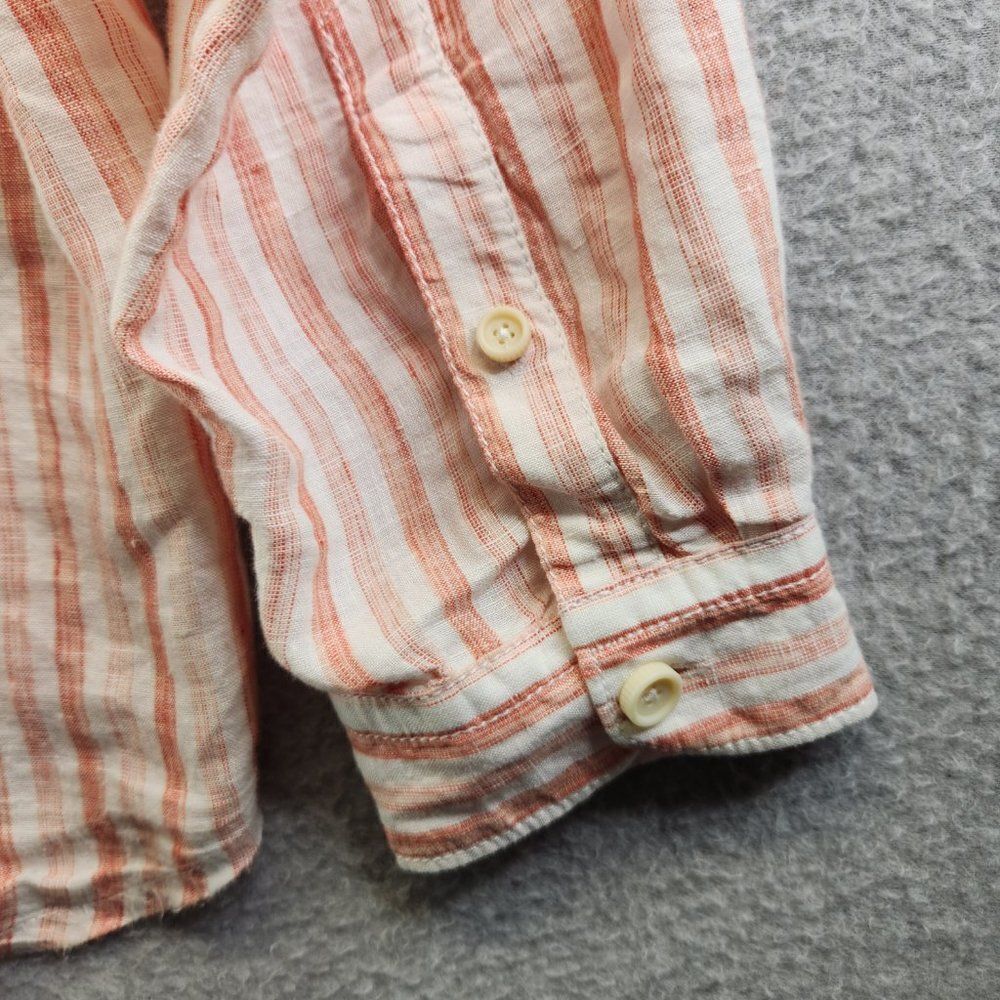 Tommy Bahama Relax Shirt Mens XL Orange Striped Linen Long Sleeve Pocket - Picture 5 of 14